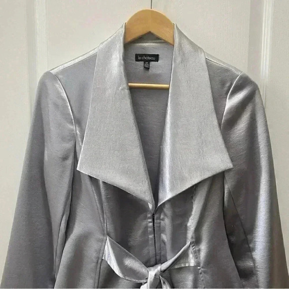 Le Chateau Silver Metallic Satin Blazer Sash  Belt Size Small - Picture 8 of 17